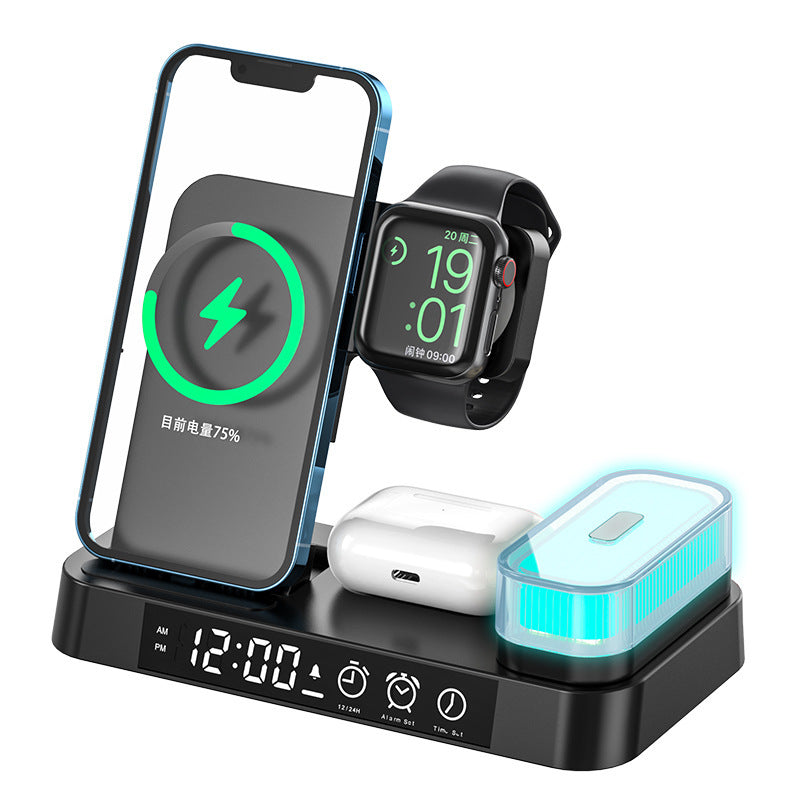 4 In 1 Wireless Charger Station With Alarm Clock Display - Techno Temple