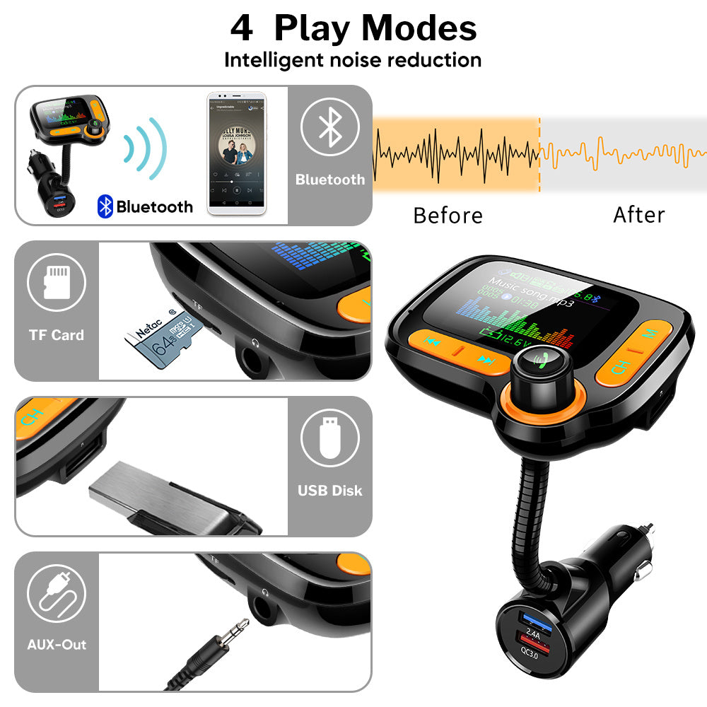 Car Bluetooth Multi-Function Player With Large Color Screen - Techno Temple